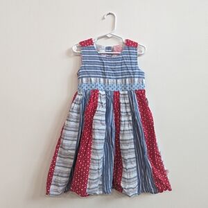Cutey Couture 4T Girls Dress RWB Americana Boutique Sundress Patchwork Stripe